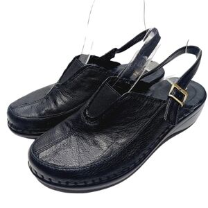 EASY SPIRIT DARLAS Slingback Clog Mule Size 6.5 Black Leather adjustable NWOB